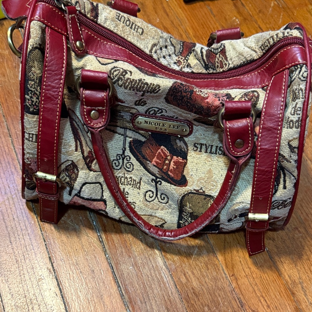 Nicole Lee Red and Tan Satchel